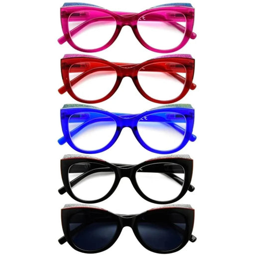 eyekeeper.com 5 Pack Cat-eye Reading Glasses Charming Readers R2118 Eyeglasses