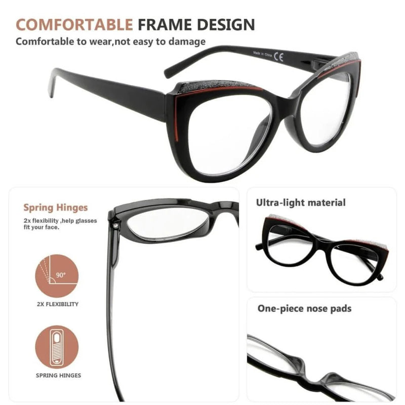 eyekeeper.com 5 Pack Cat-eye Reading Glasses Charming Readers R2118 Eyeglasses