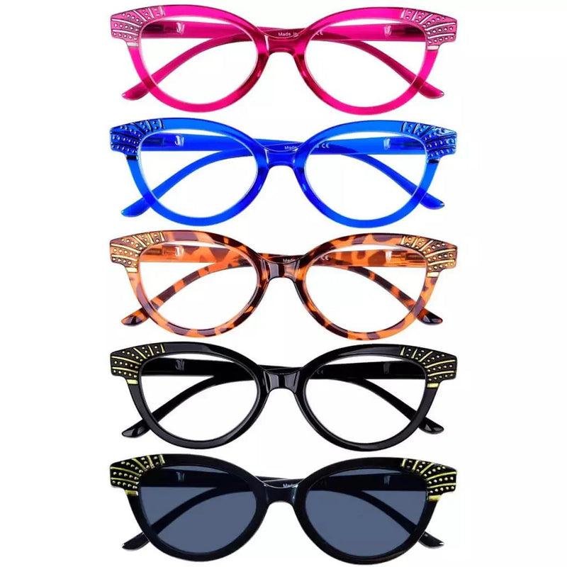 eyekeeper.com 5 Pack Cat-eye Reading Glasses Chic Readers R2123 Eyeglasses