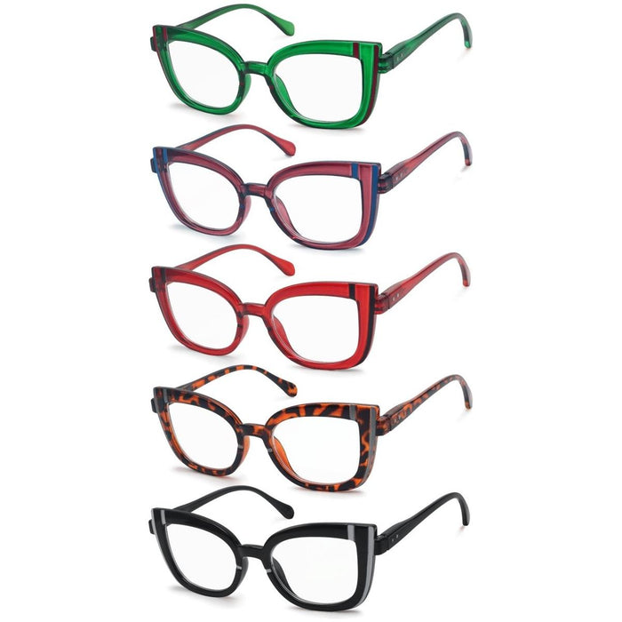 Eyekeeper - 5 Pack Cat-Eye Reading Glasses Cute Readers R2117