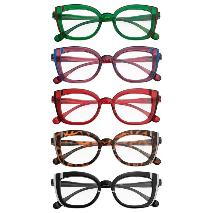 Eyekeeper - 5 Pack Cat-Eye Reading Glasses Cute Readers R2117