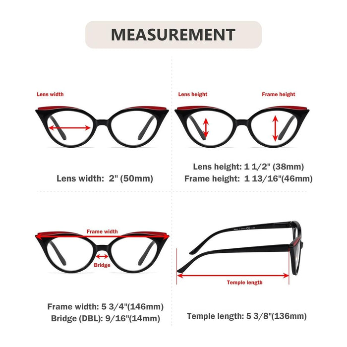 Eyekeeper - 5 Pack Cat-Eye Reading Glasses Design Readers R2125