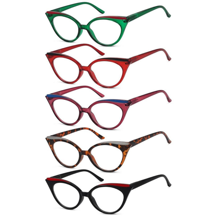 Eyekeeper - 5 Pack Cat-Eye Reading Glasses Design Readers R2125