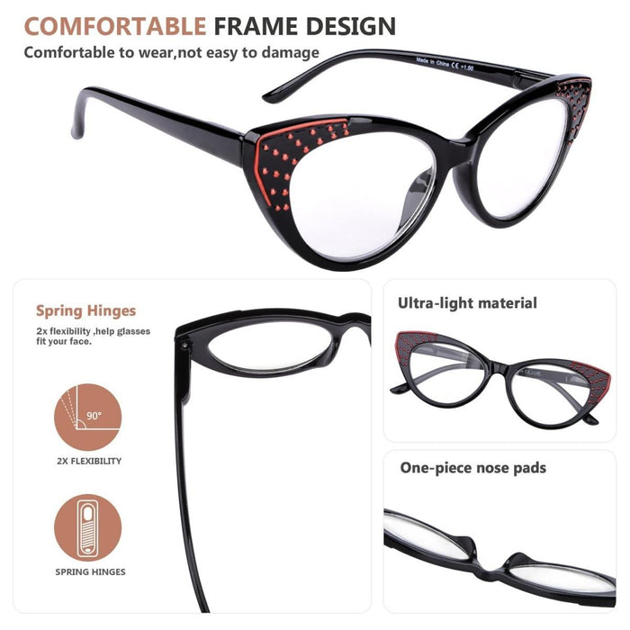 Eyekeeper - 5 Pack Cat-Eye Reading Glasses Fashion Readers R2115