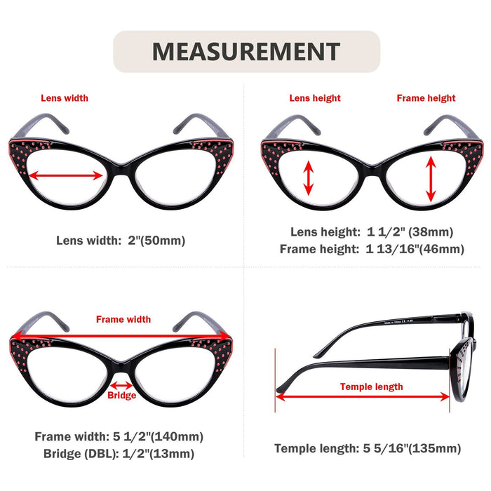 Eyekeeper - 5 Pack Cat-Eye Reading Glasses Fashion Readers R2115