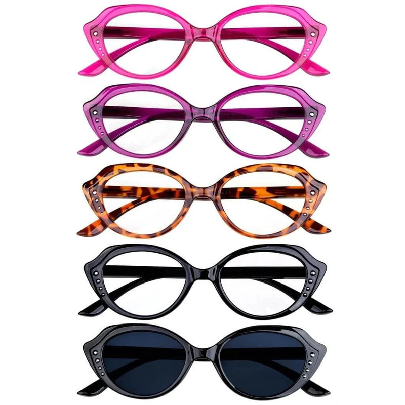 eyekeeper.com 5 Pack Cat-eye Reading Glasses Stylish Readers R2124 Eyeglasses
