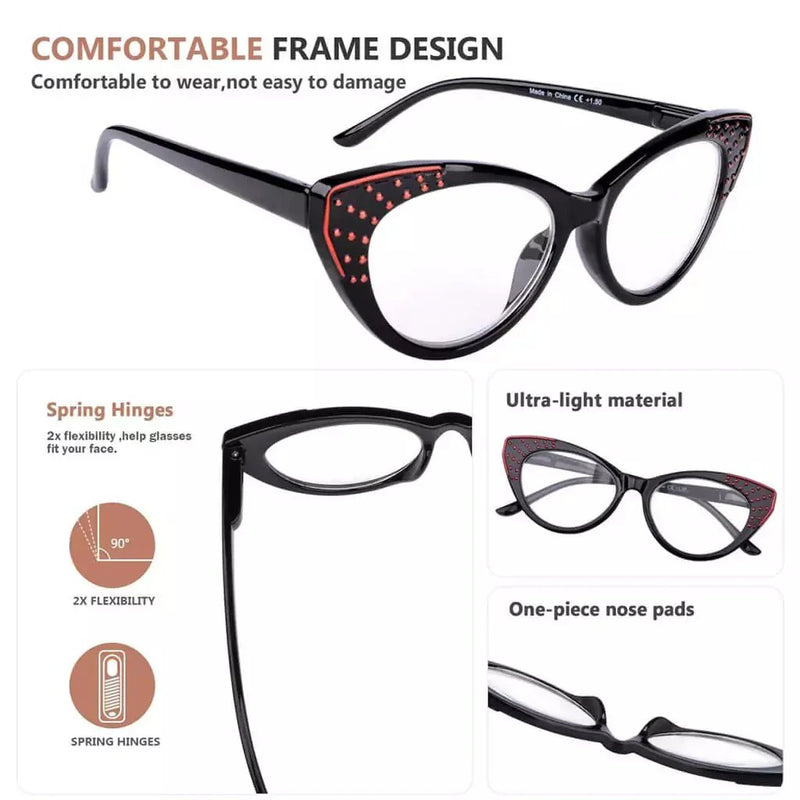 eyekeeper.com 5 Pack Cat-eye Reading Glasses Thick Rimmed Readers R2115 Eyeglasses