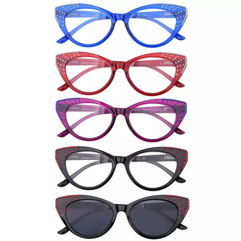 eyekeeper.com 5 Pack Cat-eye Reading Glasses Thick Rimmed Readers R2115 Eyeglasses
