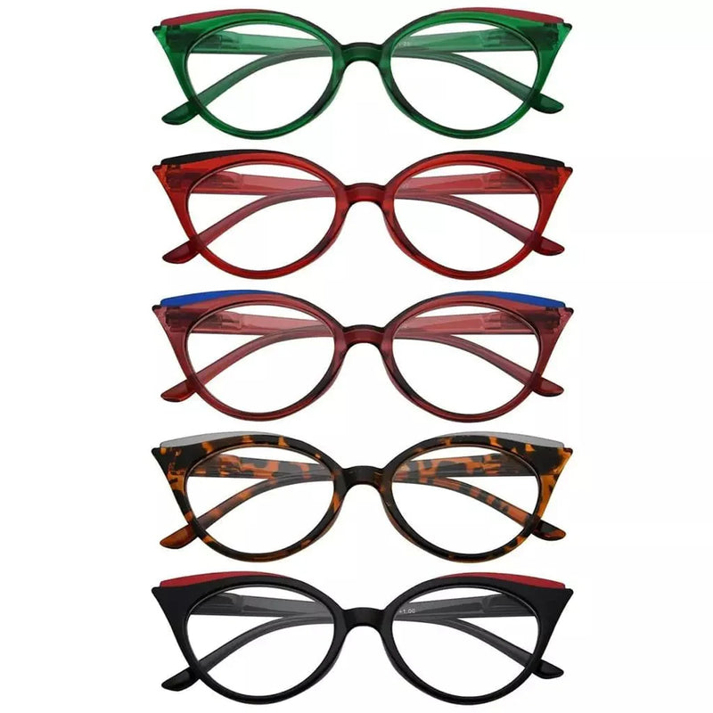 eyekeeper.com 5 Pack Cat-eye Reading Glasses Trendy Readers R2125 Eyeglasses