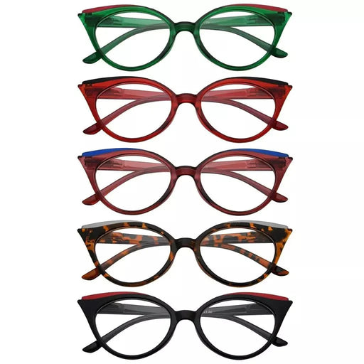 eyekeeper.com 5 Pack Cat-eye Reading Glasses Trendy Readers R2125 Eyeglasses