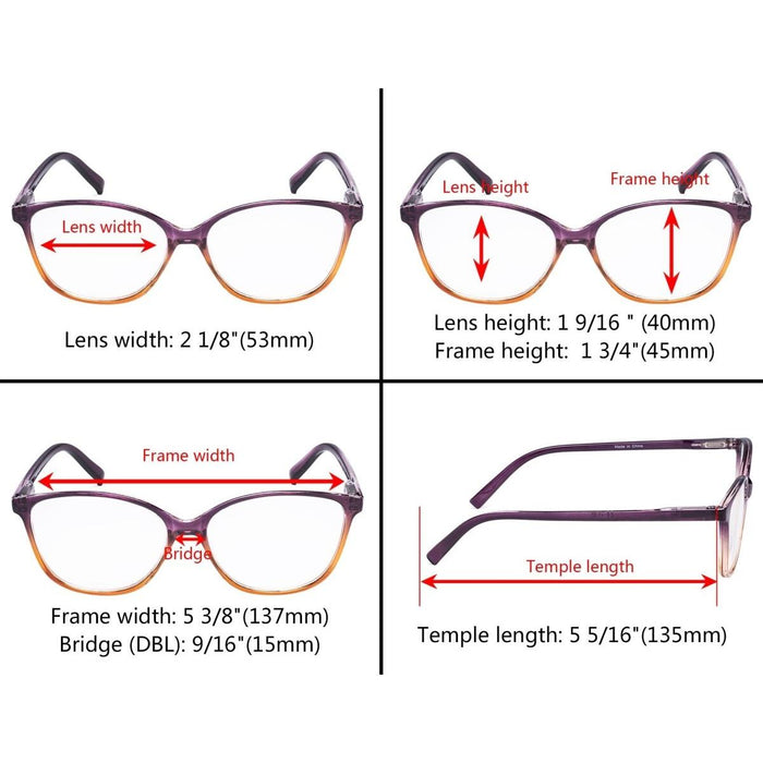 Eyekeeper - 5 Pack Two-Tone Stylish Reading Glasses Rfh2-A