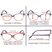 eyekeeper.com 5 Pack Cat-eye Two-tone Reading Glasses Stylish Readers RFH2-A Eyeglasses