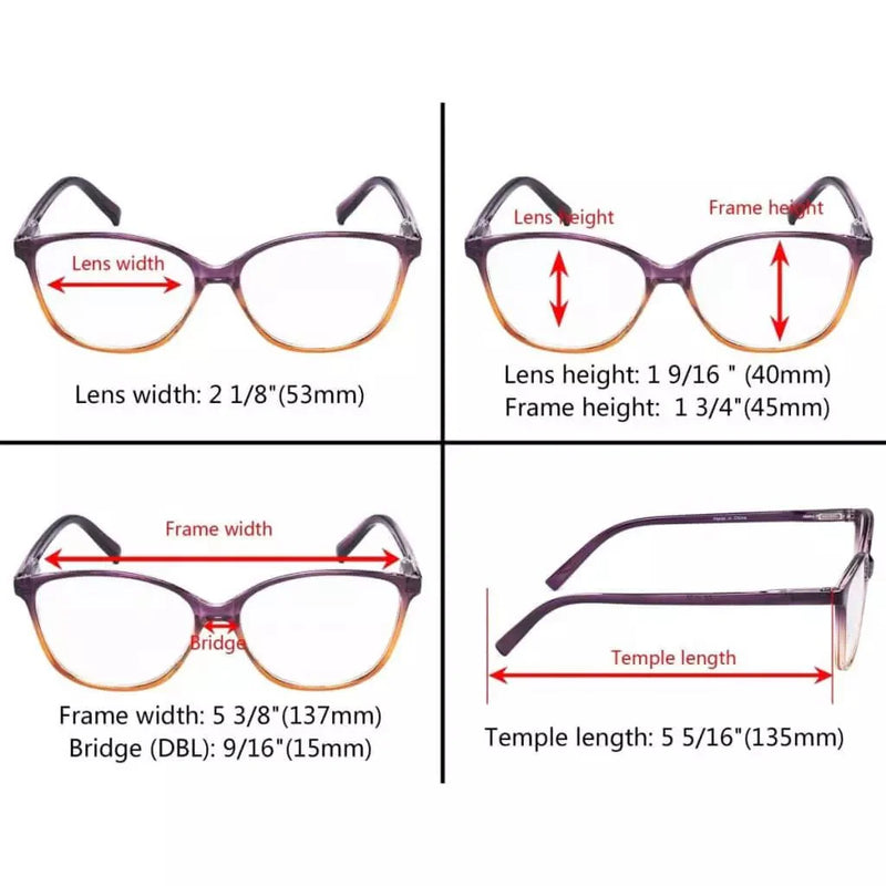 eyekeeper.com 5 Pack Cat-eye Two-tone Reading Glasses Stylish Readers RFH2-A Eyeglasses