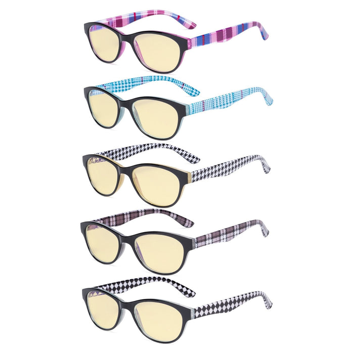 Eyekeeper - 5 Pack Cat-Eye Blue Light Blocking Readers Pattern Tm074