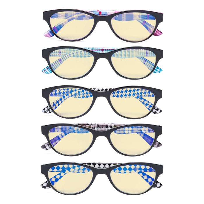 Eyekeeper - 5 Pack Cat-Eye Blue Light Blocking Readers Pattern Tm074