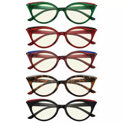 eyekeeper.com 5 Pack Chic Cat-eye Blue Light Filter Reading Glasses UV2125 Eyeglasses