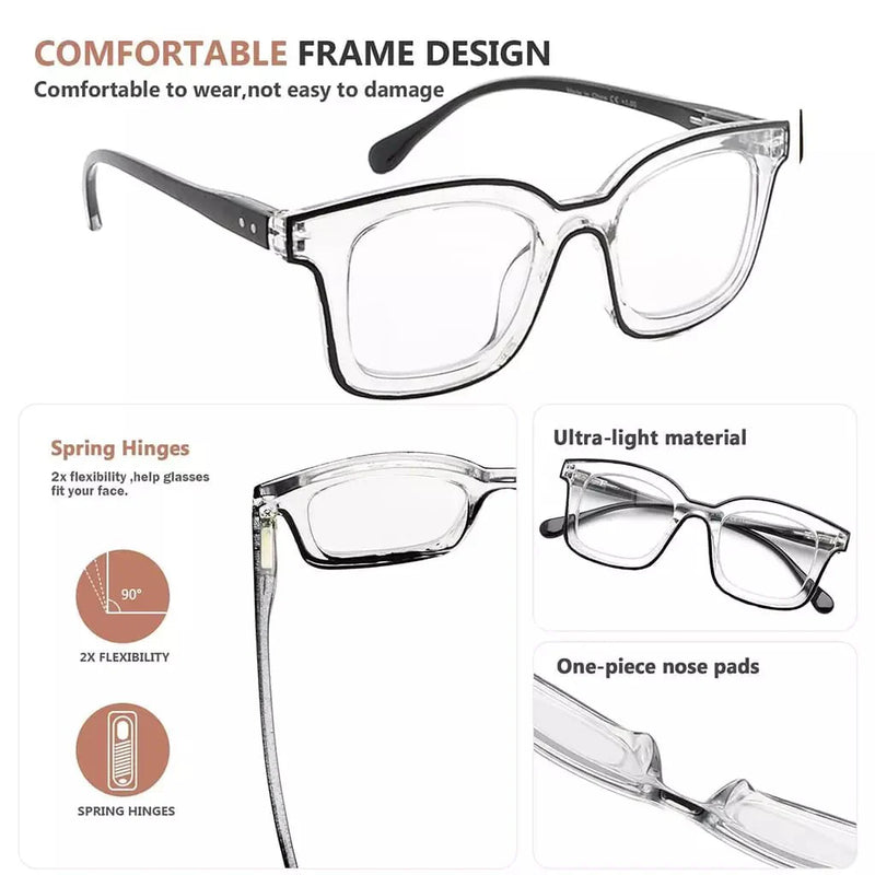 eyekeeper.com 5 Pack Chic Double Color Reading Glasses Square Readers R2105 Eyeglasses