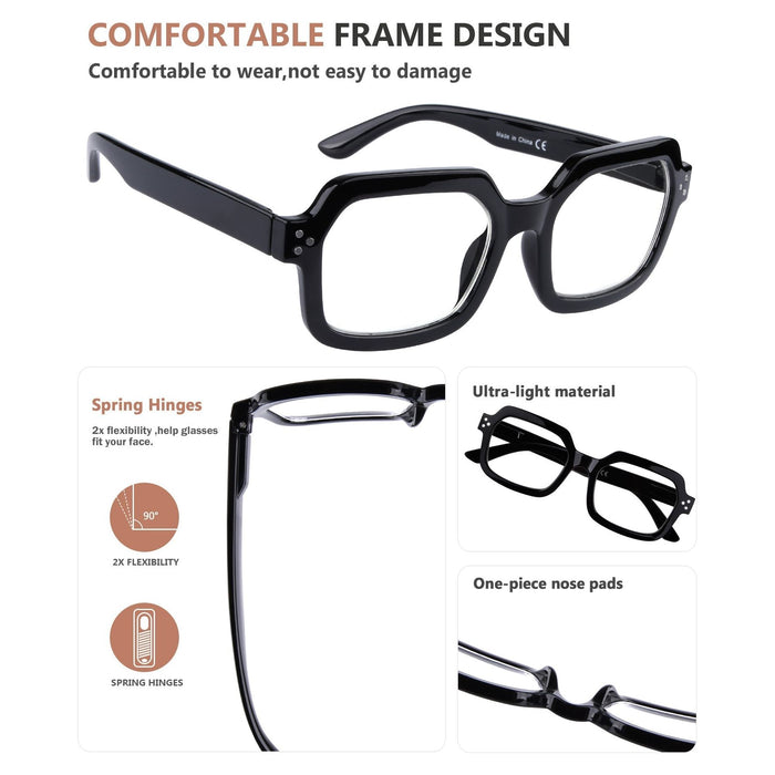 Eyekeeper - 5 Pack Stylish Design Trendy Polygon Reading Glasses R2130