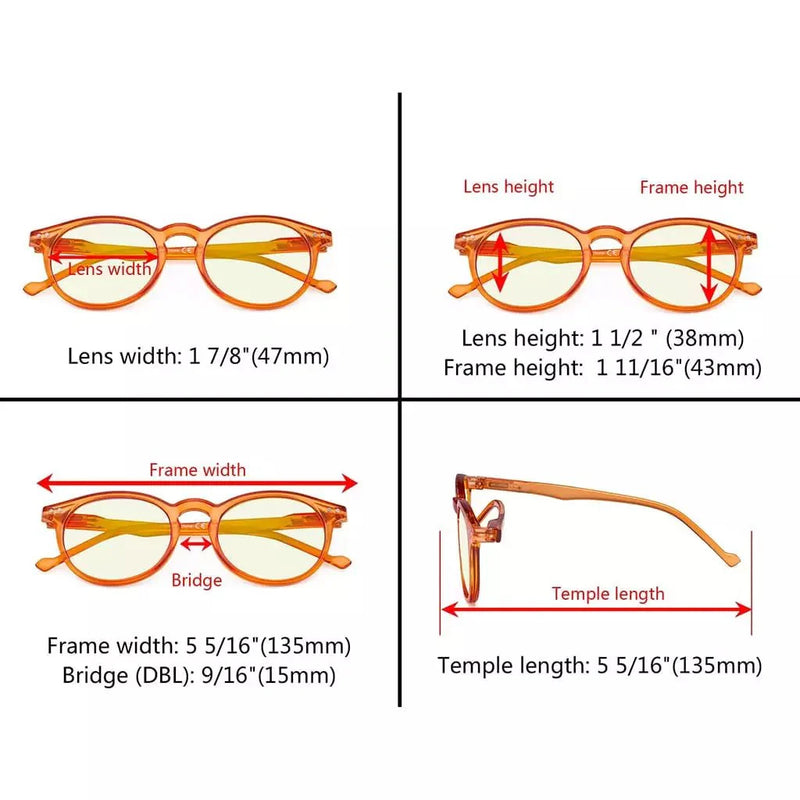 eyekeeper.com 5 Pack Chic Oval Style  Blue Light Filter Reading Glasses UVR071 Eyeglasses