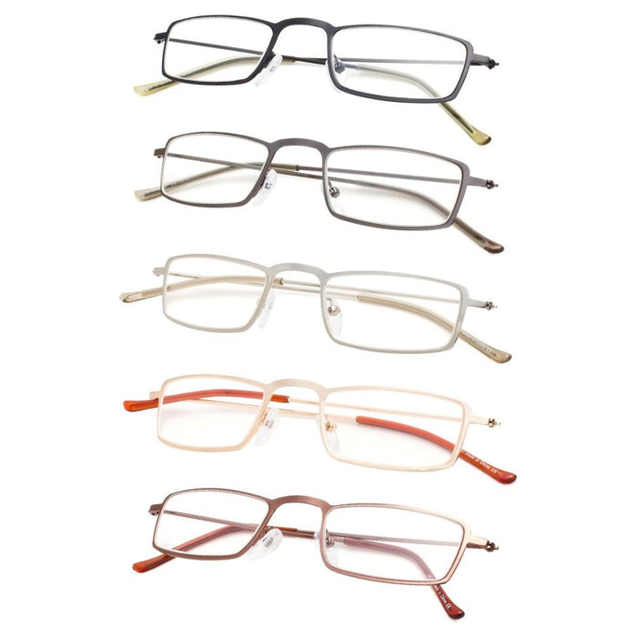 Eyekeeper - 5 Pack Chic Rectangle Readers Stainless Steel R15004