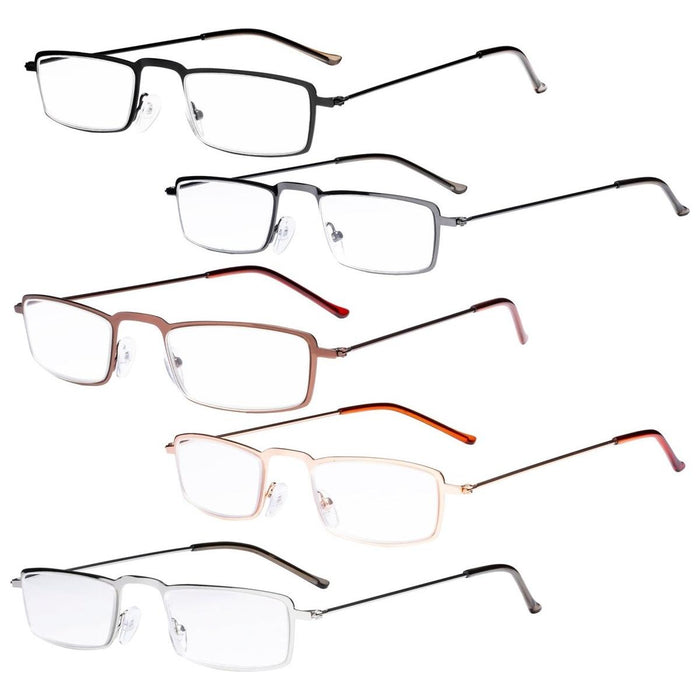 Eyekeeper - 5 Pack Chic Rectangle Readers Stainless Steel R15004