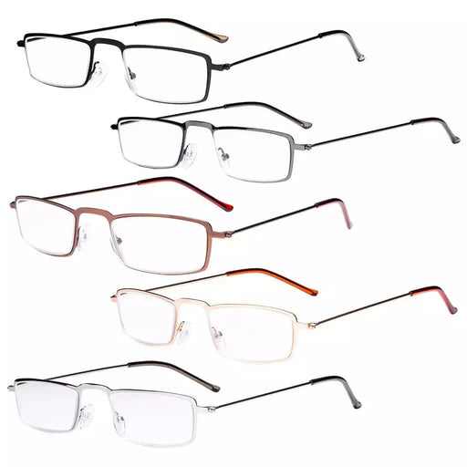 eyekeeper.com 5 Pack Chic Rectangle Reading Glasses Stainless Steel R15004 Eyeglasses