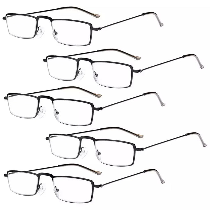 eyekeeper.com 5 Pack Chic Rectangle Reading Glasses Stainless Steel R15004 Eyeglasses