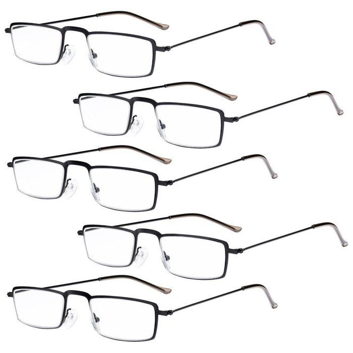 Eyekeeper - 5 Pack Chic Rectangle Reading Glasses Stainless Steel R15004