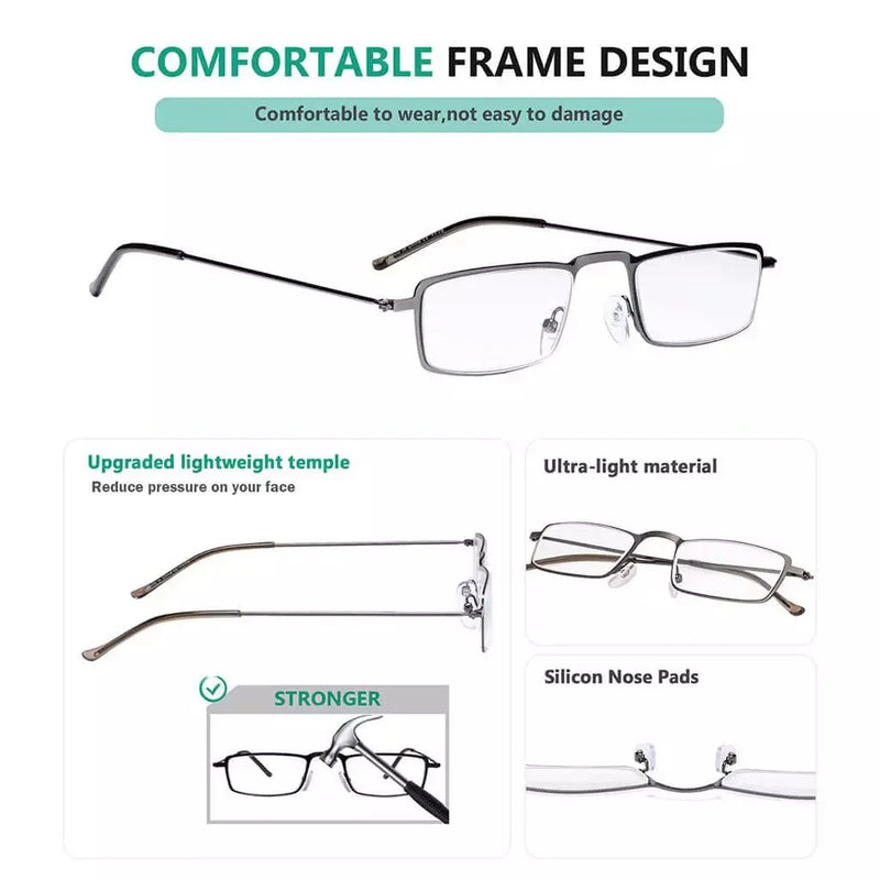 eyekeeper.com 5 Pack Chic Rectangle Reading Glasses Stainless Steel R15004 Eyeglasses