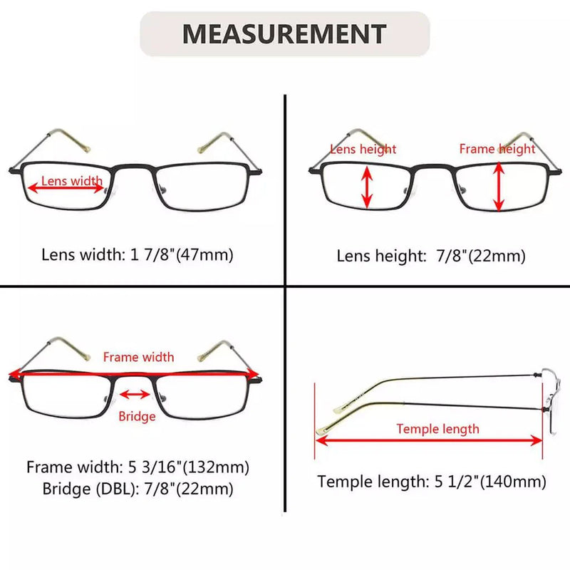 eyekeeper.com 5 Pack Chic Rectangle Reading Glasses Stainless Steel R15004 Eyeglasses