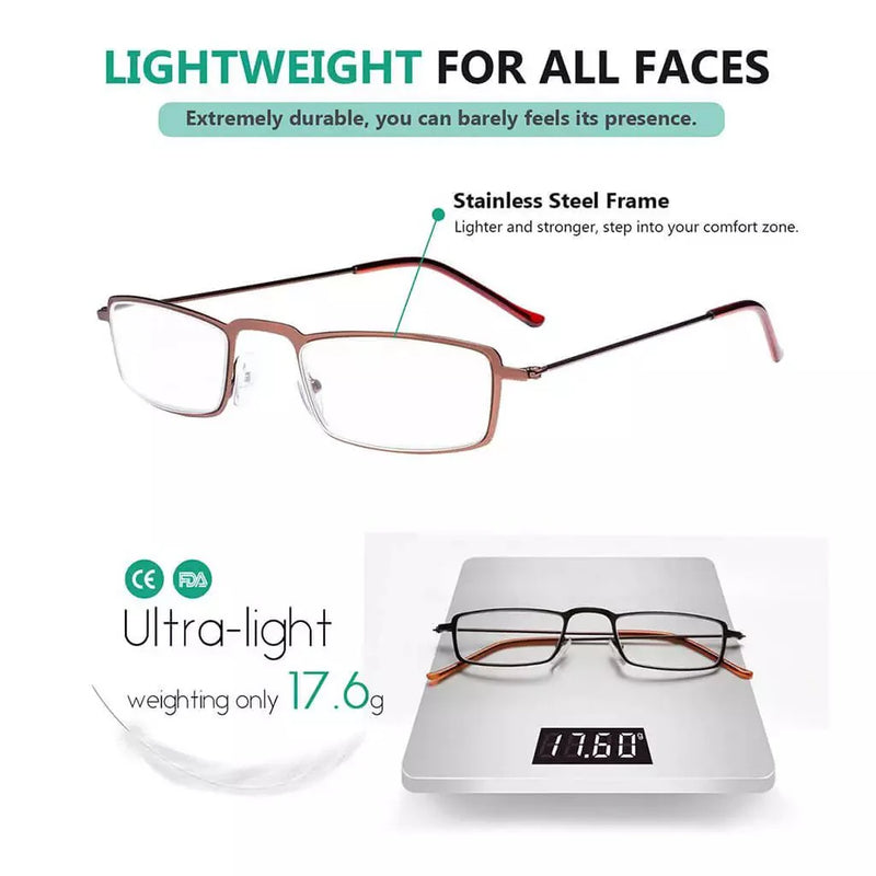 eyekeeper.com 5 Pack Chic Rectangle Reading Glasses Stainless Steel R15004 Eyeglasses
