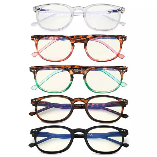 eyekeeper.com 5 Pack Chic Round Blue Light Filter Reading Glasses UVR065 Eyeglasses