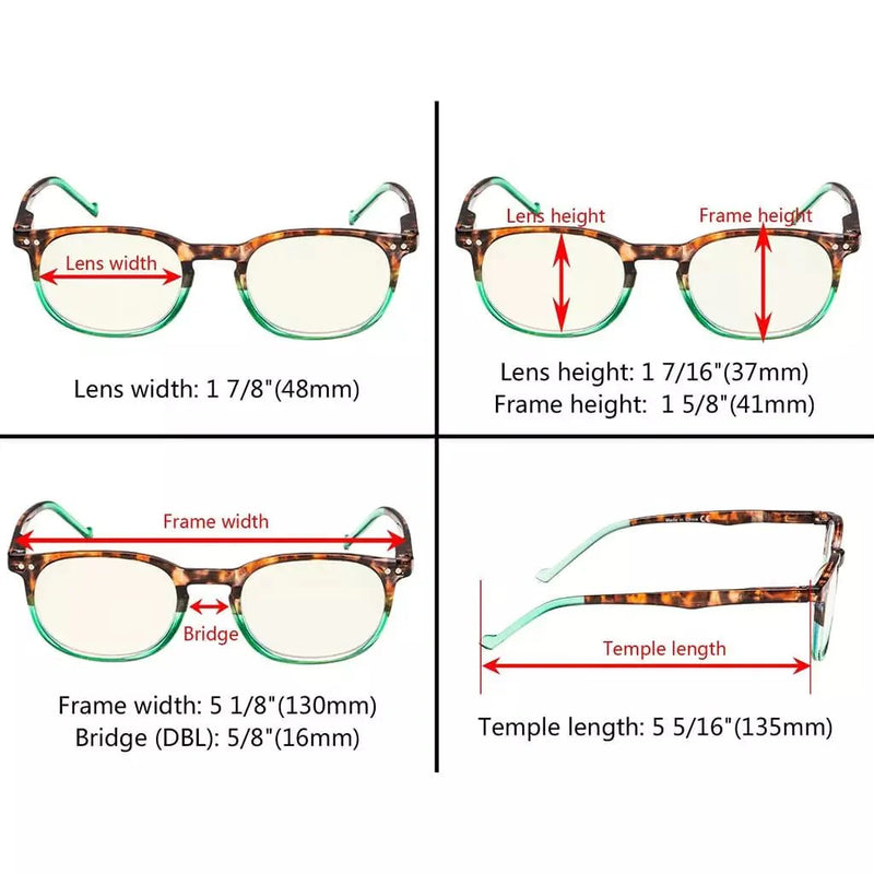 eyekeeper.com 5 Pack Chic Round Blue Light Filter Reading Glasses UVR065 Eyeglasses