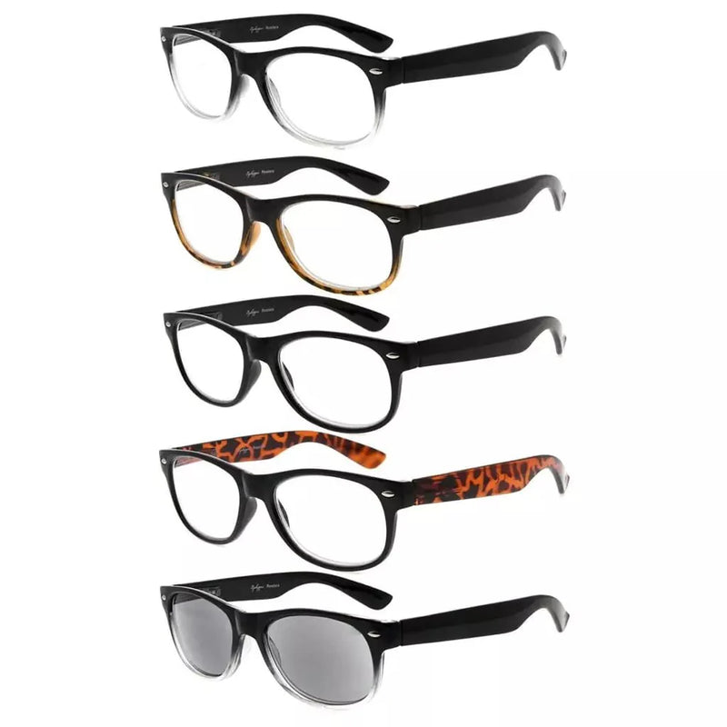 eyekeeper.com 5 Pack Classic 80's Readers Include Sunglasses R011 Eyeglasses