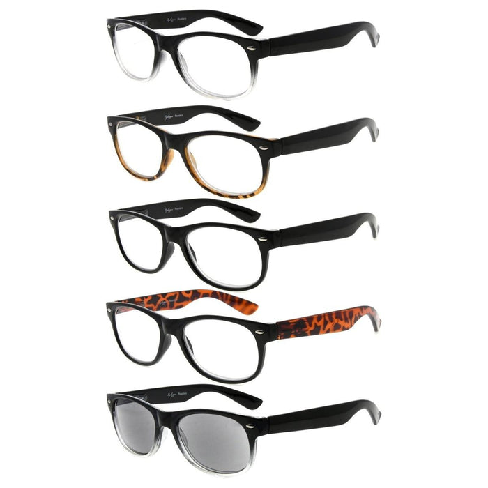 Eyekeeper - 5 Pack Classic 80'S Reading Glasses Include Sunglasses R011