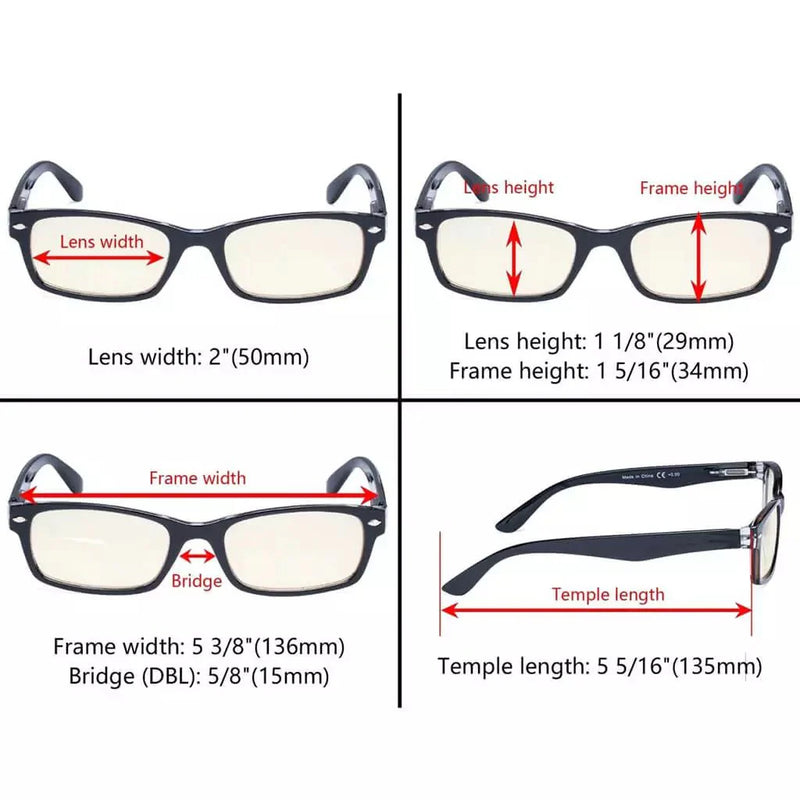 eyekeeper.com 5 Pack Classic Blue Light Filter Reading Glasses UVR055 Eyeglasses