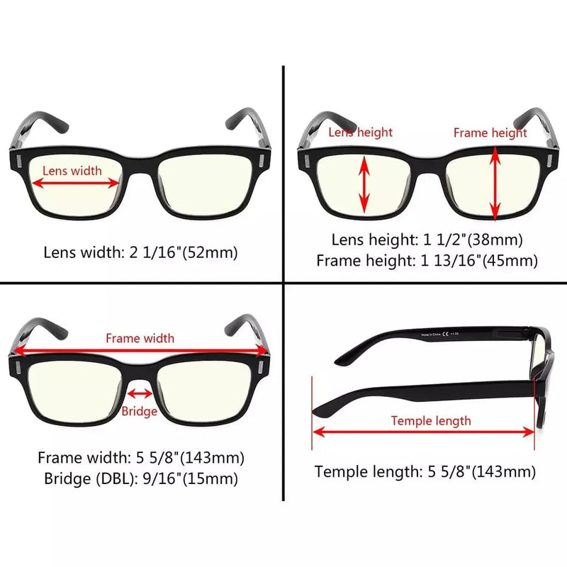 eyekeeper.com 5 Pack Classic Blue Light Filter Reading Glasses UVRT1802 Eyeglasses