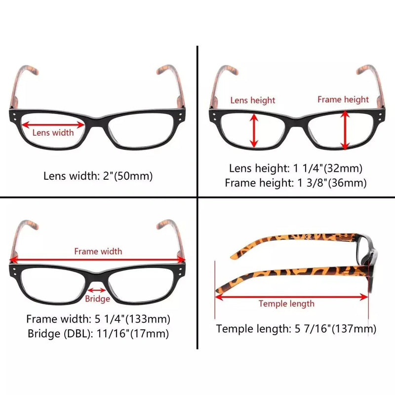 eyekeeper.com 5 Pack Classic Reading Glasses Rectangular Readers R019 Eyeglasses