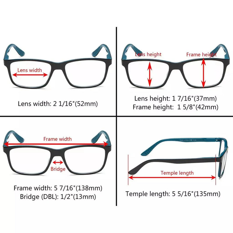 eyekeeper.com 5 Pack Classic Rectangular Reading Glasses R163 Eyeglasses