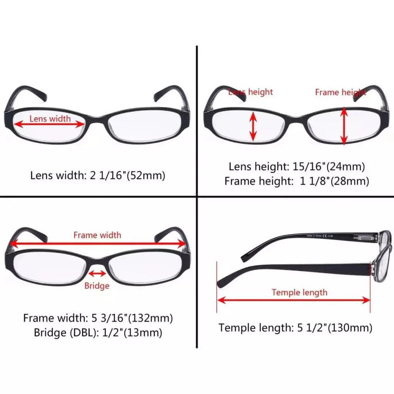 eyekeeper.com 5 Pack Classic Small Reading Glasses Narrow Lens R9104K Eyeglasses