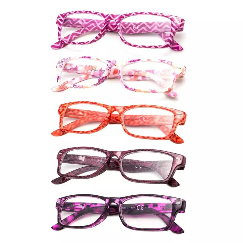 eyekeeper.com 5 Pack Colorful Patterned Reading Glasses Fashionable Readers R066 Eyeglasses
