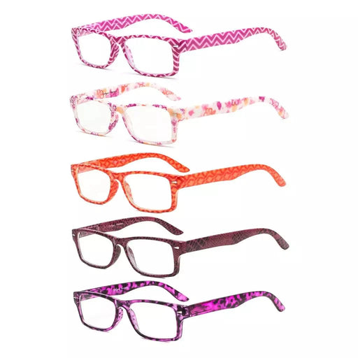 eyekeeper.com 5 Pack Colorful Patterned Reading Glasses Fashionable Readers R066 Eyeglasses