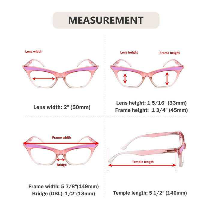 Eyekeeper - 5 Pack Fashionable Cat Eye Reading Glasses R2132