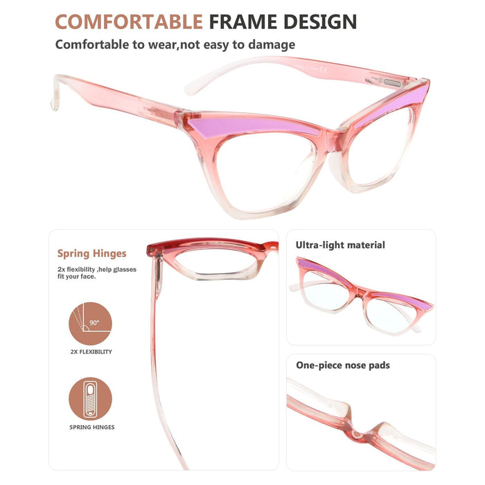 Eyekeeper - 5 Pack Fashionable Cat Eye Reading Glasses R2132