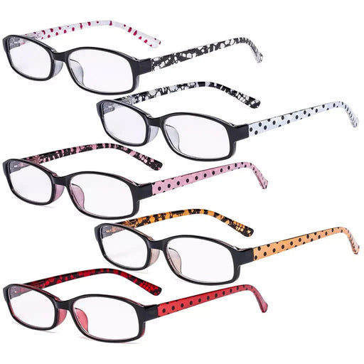 eyekeeper.com 5 Pack Cute Reading Glasses with Polka Dots Temples R908P Eyeglasses
