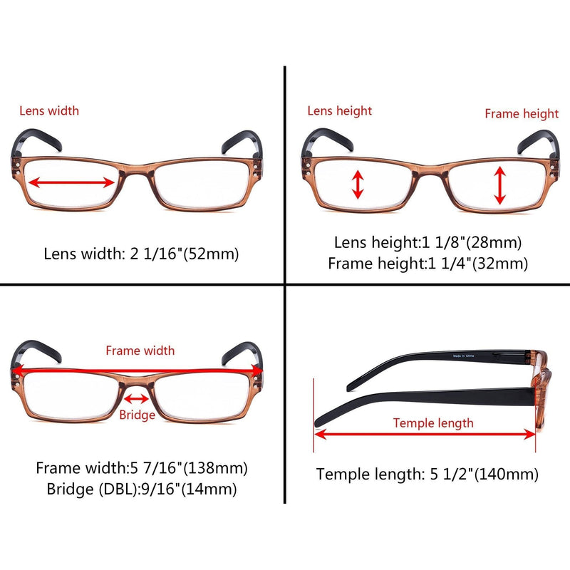 eyekeeper.com 5 Pack Cute Rectangle Reading Glasses R012N Eyeglasses