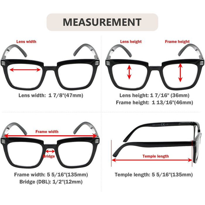 Eyekeeper - 5 Pack Stylish Rectangle Reading Glasses R2109