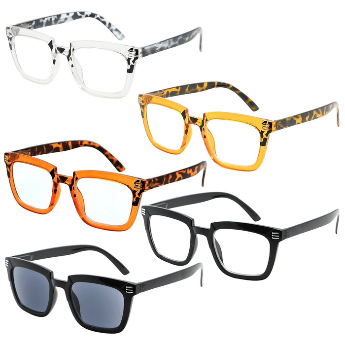 Eyekeeper - 5 Pack Stylish Rectangle Reading Glasses R2109