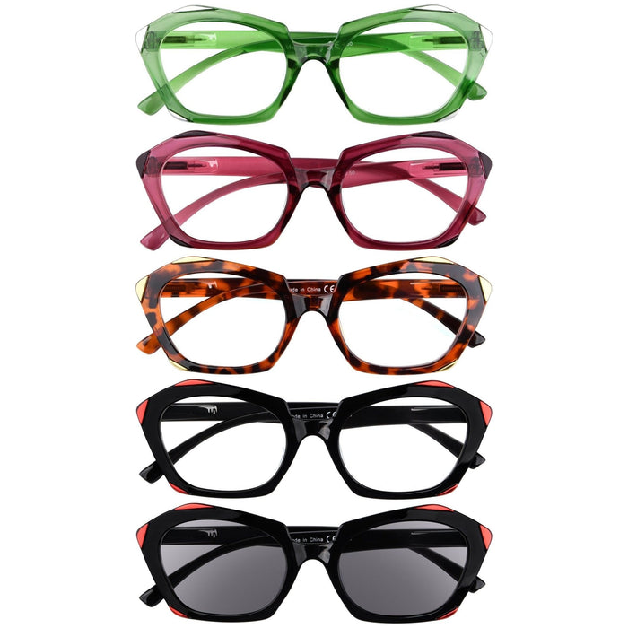 Eyekeeper - 5 Pack Fashionable Reading Glasses R2129