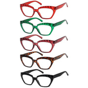 eyekeeper.com 5 Pack Fashion Cat-eye Reading Glasses Checkered Design Readers R2133 Eyeglasses